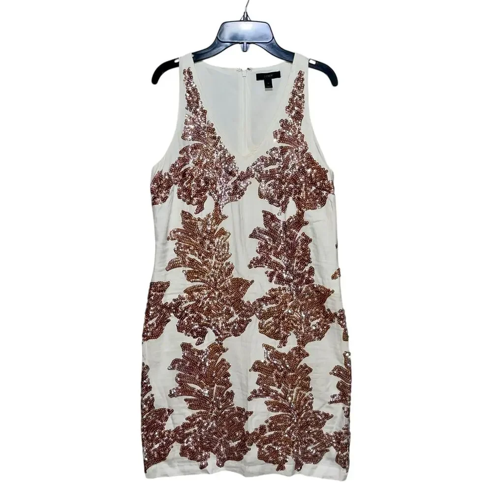 J. Crew Linen Blend Sequin Shift Dress - Picture 2 of 8